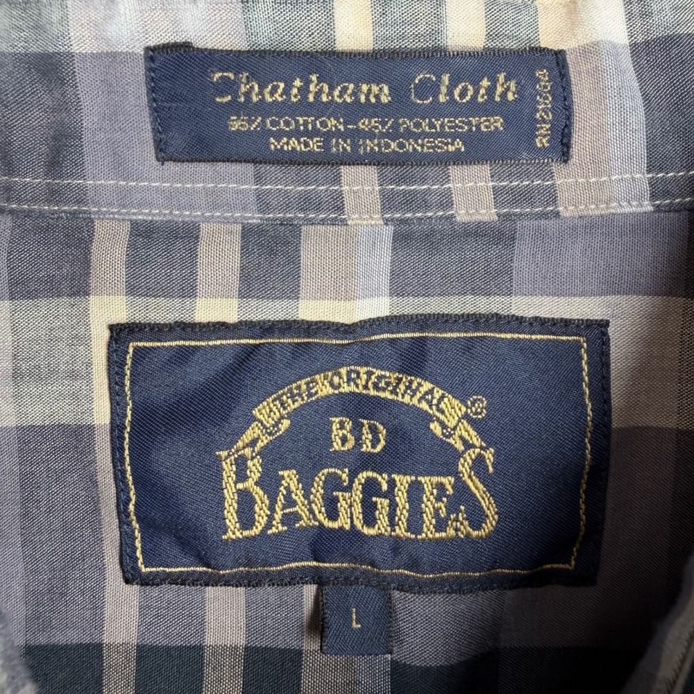 BD Baggies Mens Chatham Cloth Plaid Button Down Shirt Grey Black Tan Large - Picture 2 of 16
